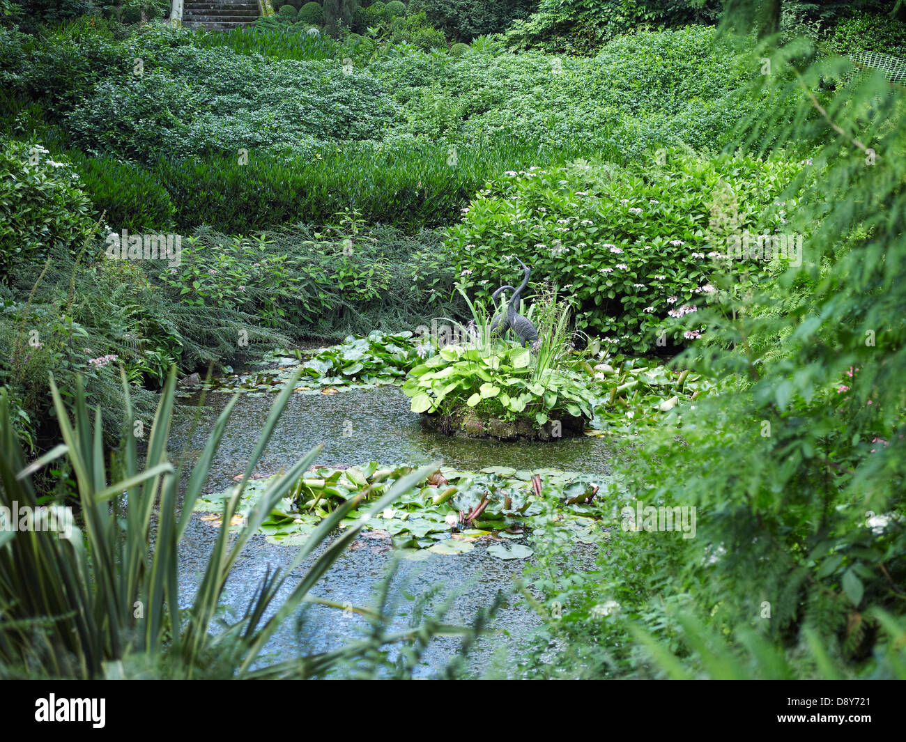Un calmante, pittoresco laghetto in giardino. Foto Stock