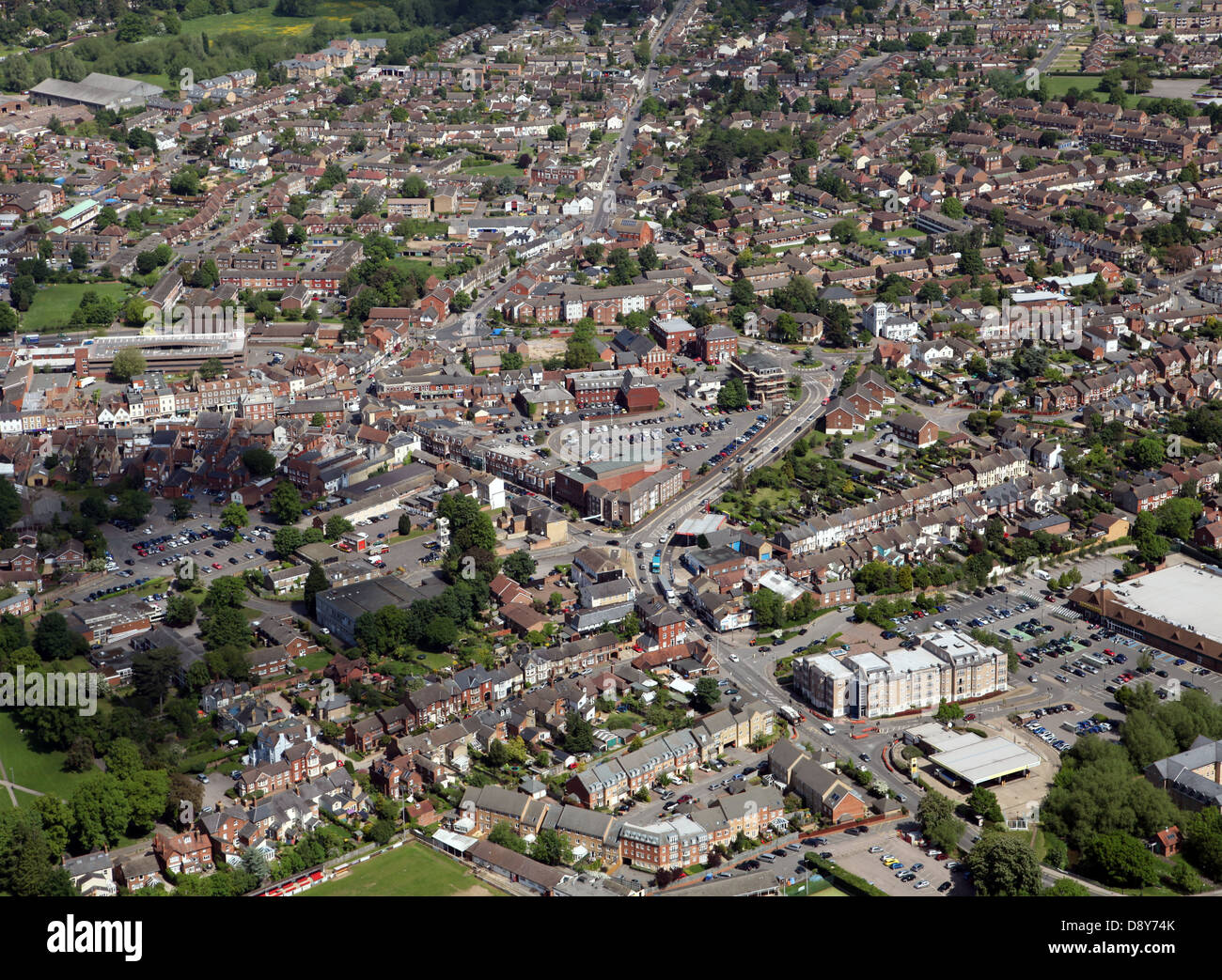 Vista aerea di Leighton Buzzard nel Bedfordshire Foto Stock