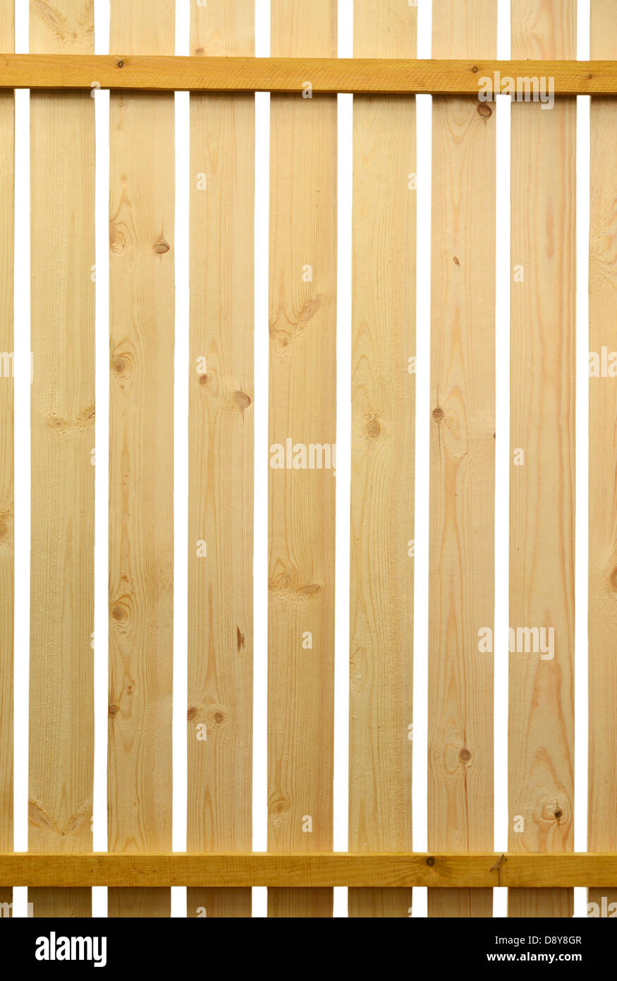 Staccionata in legno isolare su sfondo bianco Foto Stock