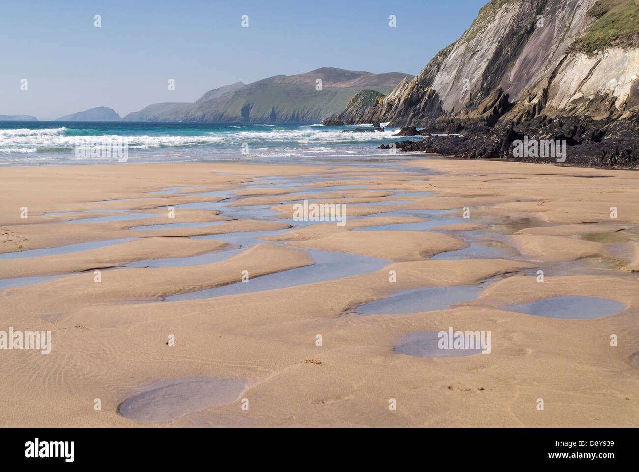 Coumeenole spiaggia a testa Slea Eire europeo irlandese in Irlanda del Nord Europa Poblacht na hEireann Repubblica sabbia spiagge sabbiose Foto Stock