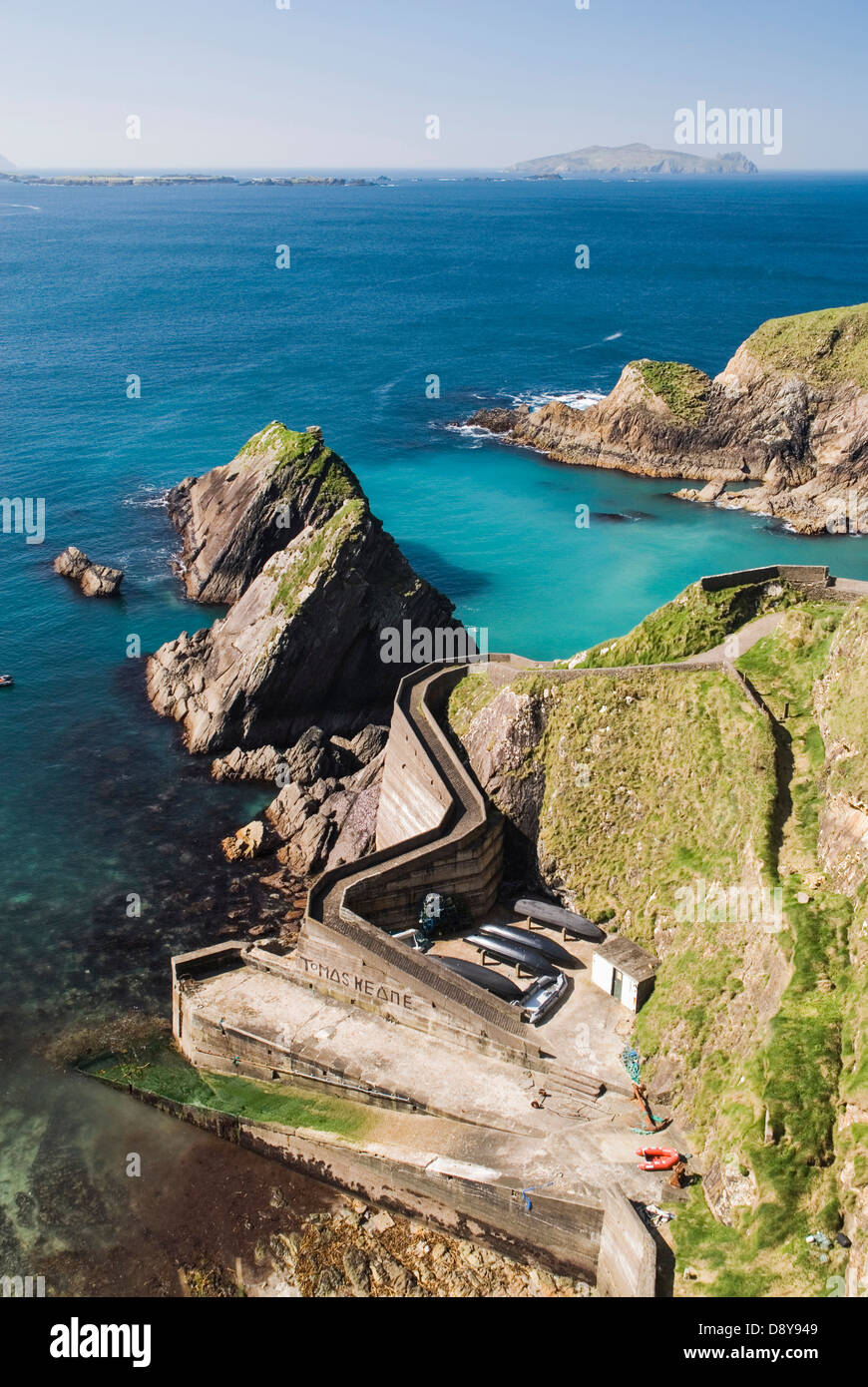 A Dunquin Porto. Blue Eire europeo irlandese in Irlanda del Nord Europa Poblacht na hEireann Repubblica acqua Foto Stock