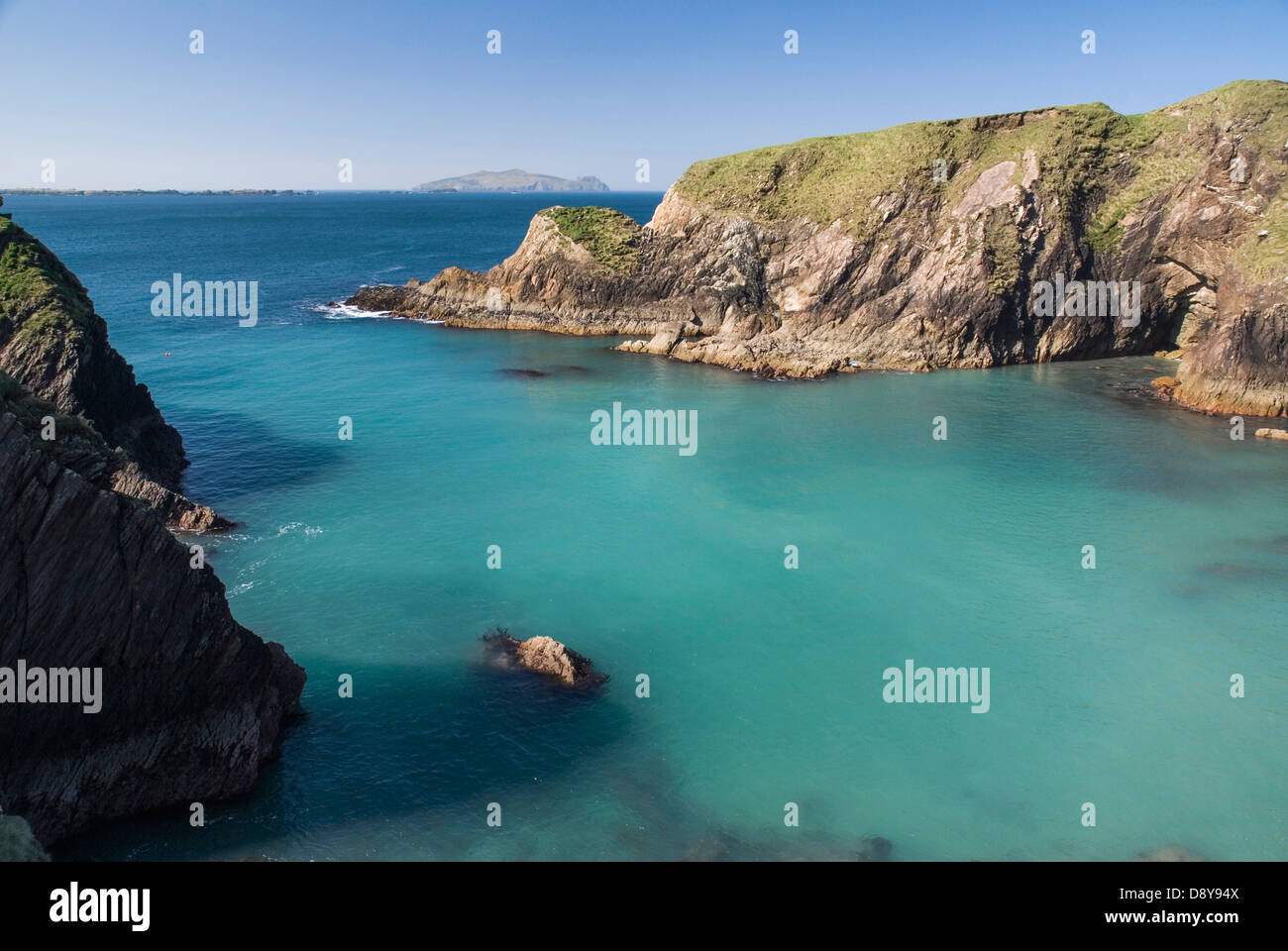 A Dunquin Porto. Blue Eire europeo irlandese in Irlanda del Nord Europa Poblacht na hEireann Repubblica acqua Foto Stock