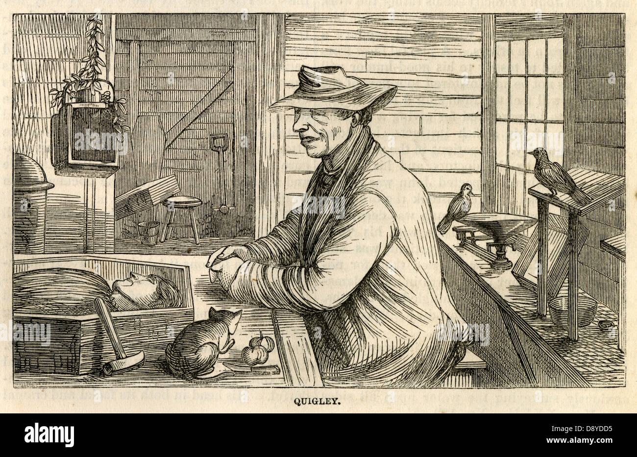 1866 incisione, Quigley, un detenuto presso il manicomio su Blackwell's Island. Foto Stock