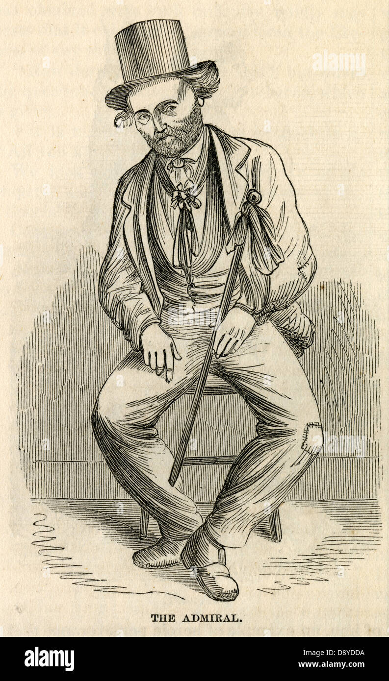 1866 incisione, 'Admiral', un detenuto presso il manicomio su Blackwell's Island. Foto Stock