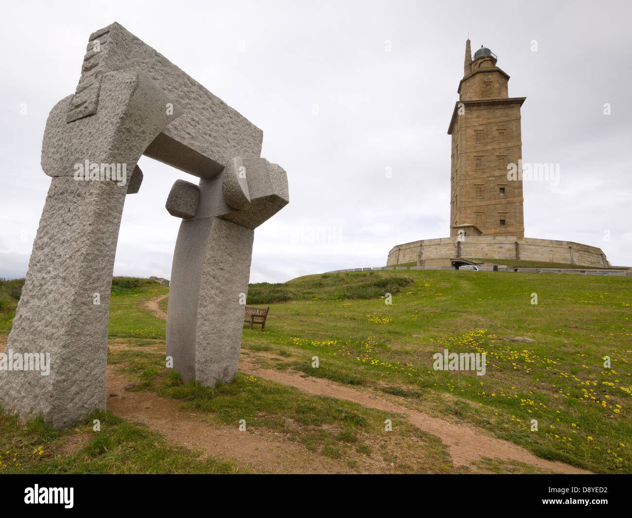 Torre di Ercole (Torre de Hercules) antico faro romano in La Coruña, Galizia, Spagna, Europa Foto Stock