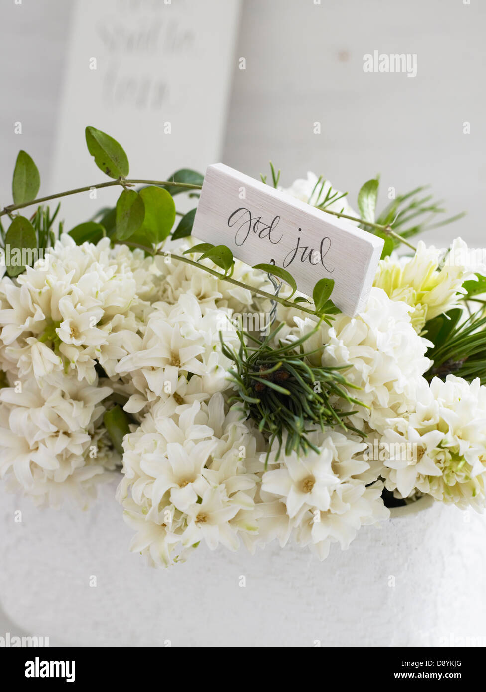 Close up bouquet con auguri di Natale Foto Stock