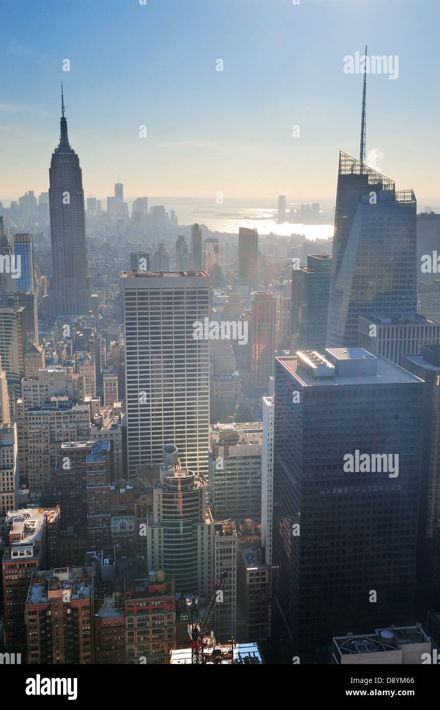 La città di New York skyline di Manhattan antenna vista panorama nel giorno. Foto Stock
