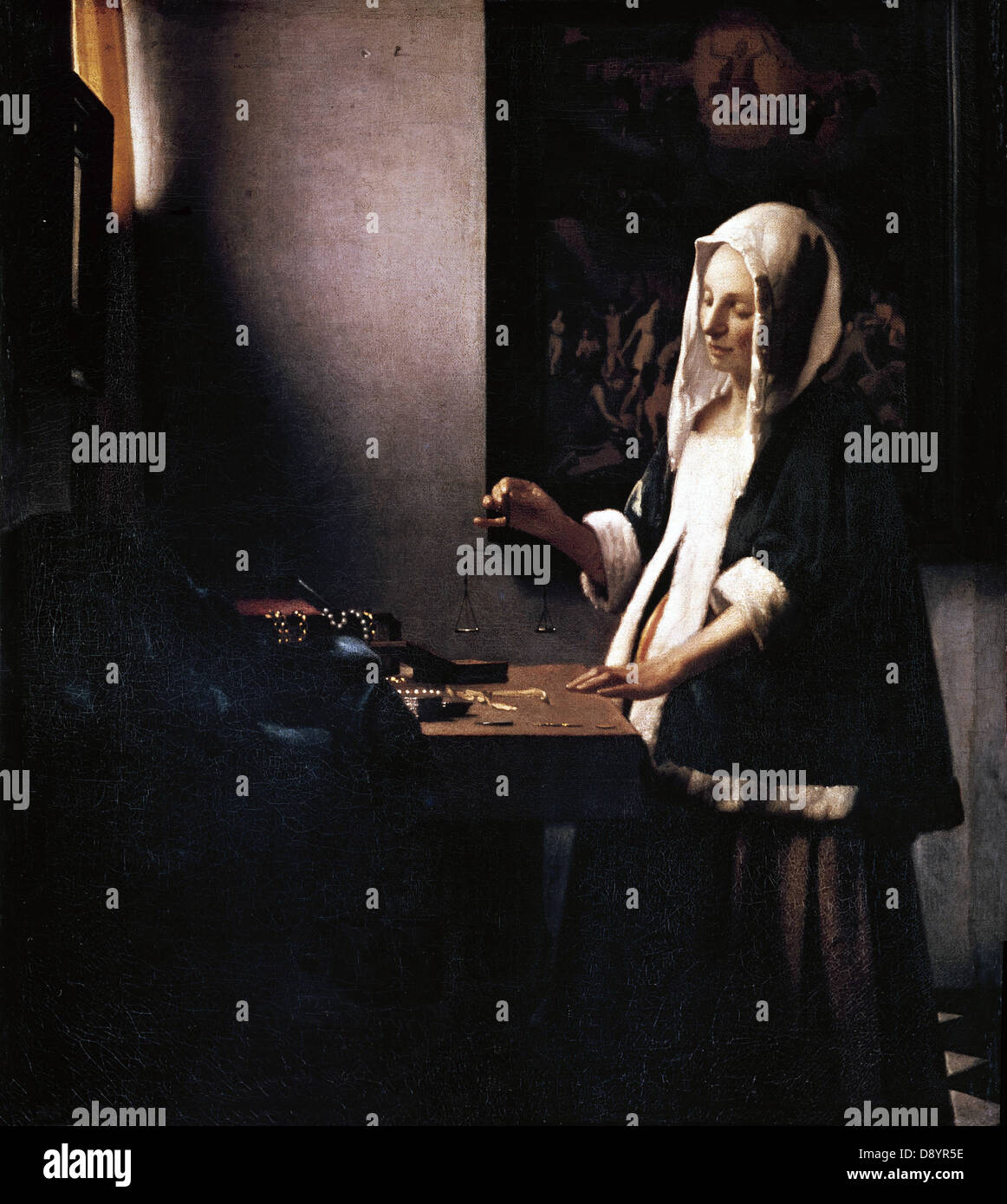 Johannes Vermeer Scuola olandese Donna Oro di pesatura National Gallery of Art di Washington Foto Stock