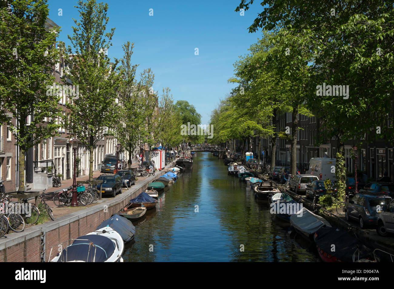 Paesi Bassi, Amsterdam , Canal scena nel quartiere Jordaan Foto Stock