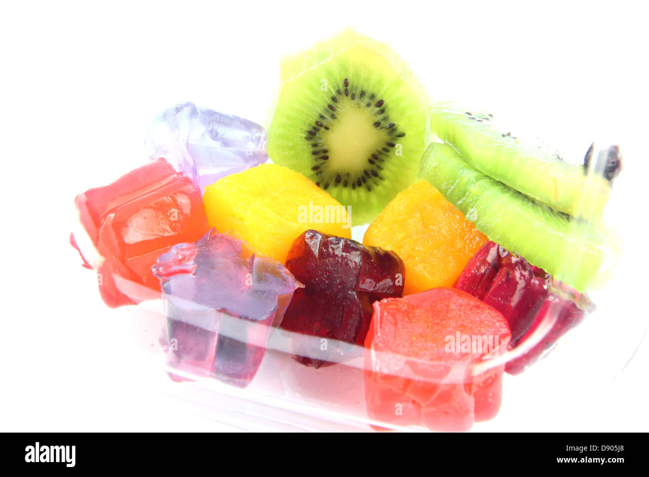 La frutta e la gelatina con colorati. Foto Stock
