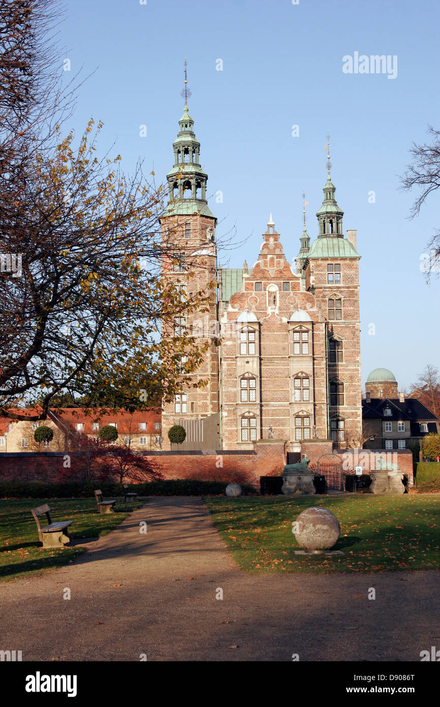 Rosenborg Slot (il castello di Rosenborg) sede di un museo e un tesoro per il Royal Regalia e gioielli, Kongens Have, Copenaghen Foto Stock