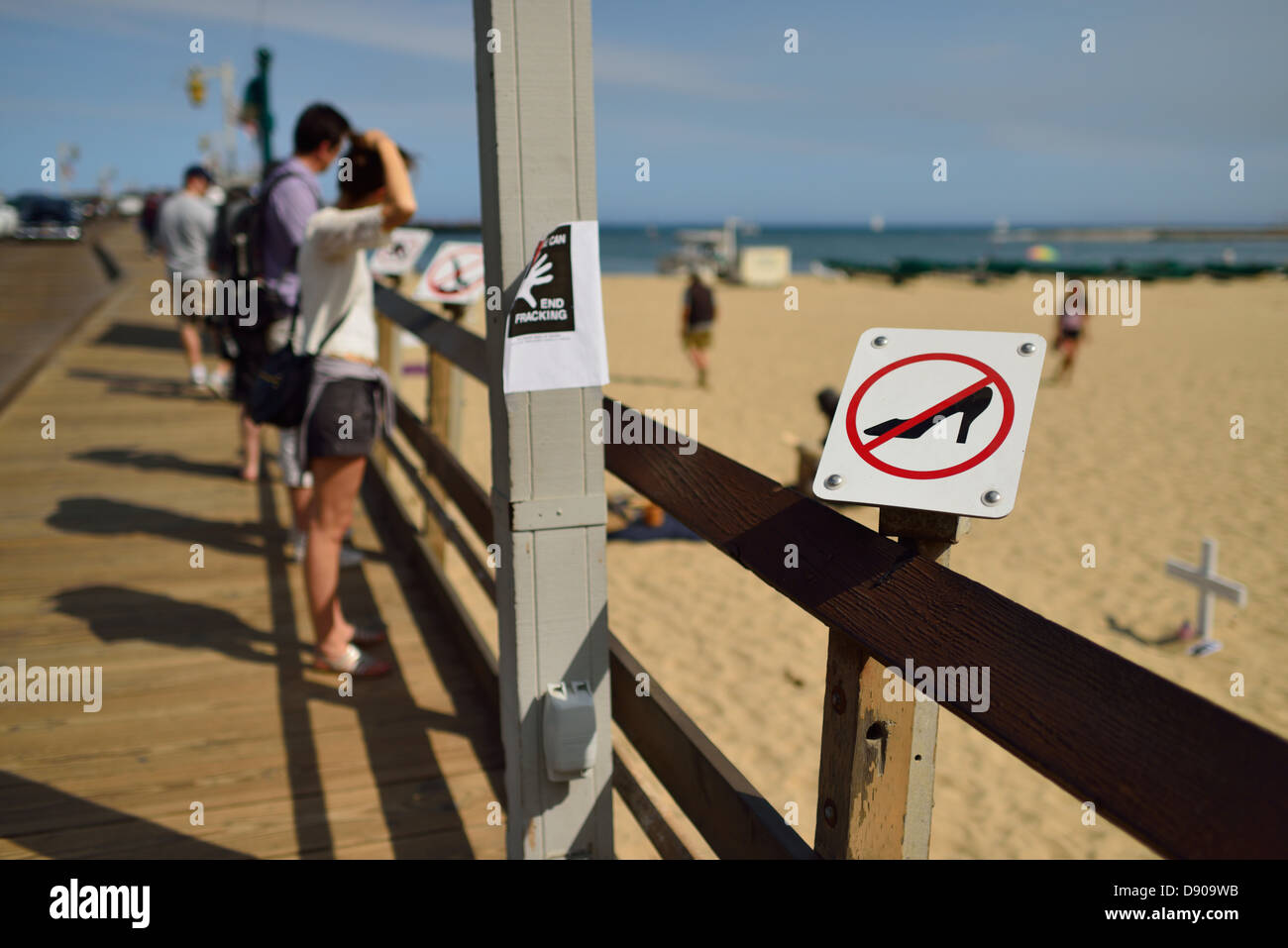 Non ci sono tacchi alti sul molo, Santa Barbara CA Foto Stock
