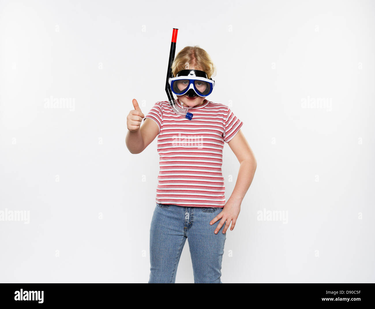 Ragazza con una maschera subacquea. Foto Stock