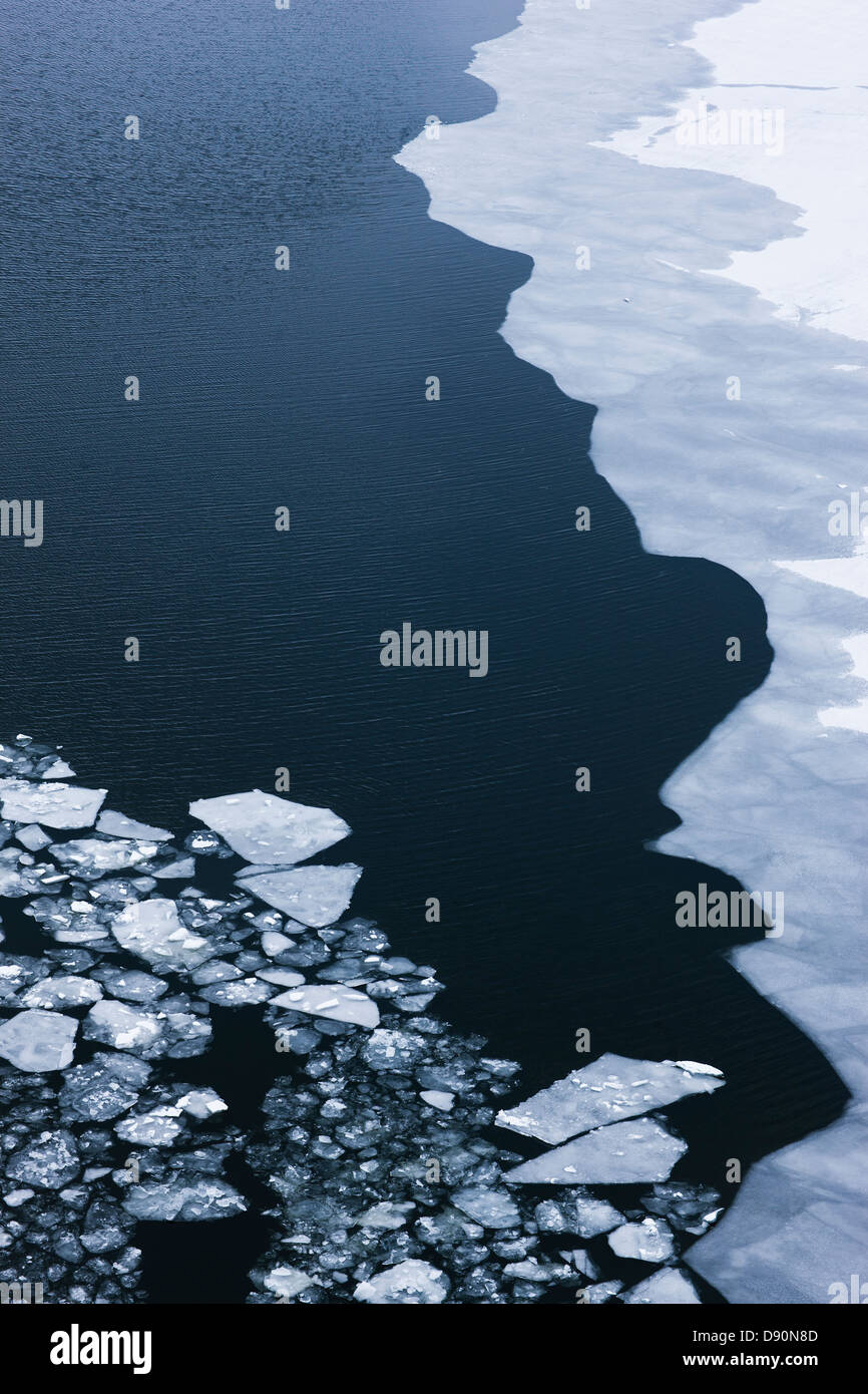 Floes ghiaccio galleggiante sulla superficie del mare Foto Stock