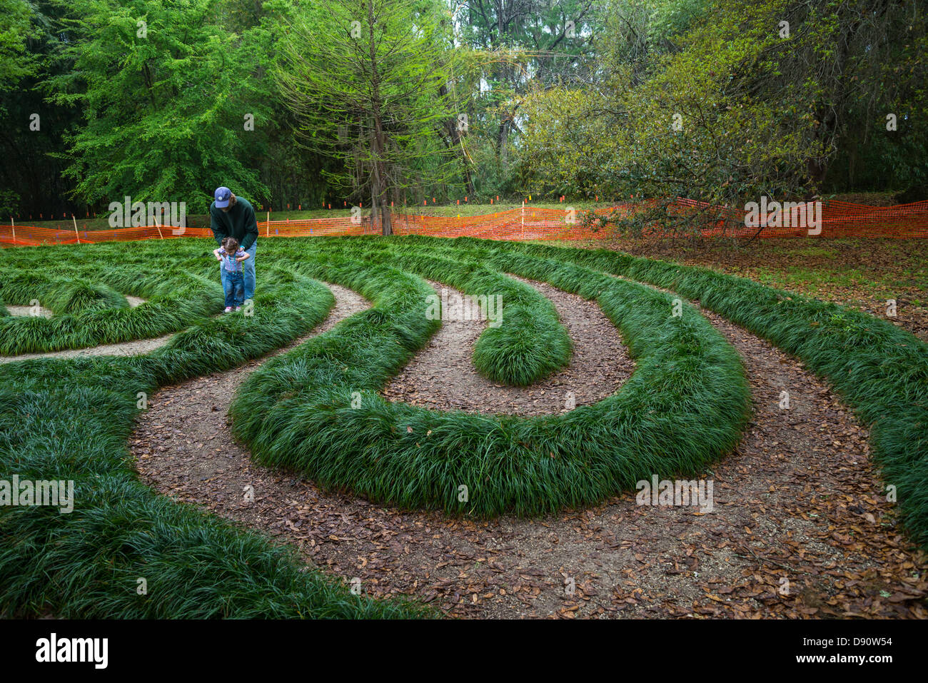 A piedi a labirinto Kanapaha Botanical Gardens, Gainesville, Florida. Foto Stock