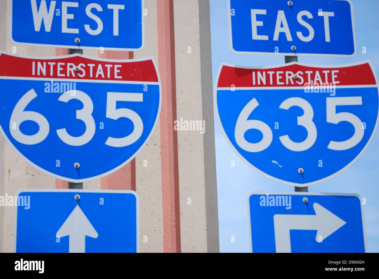 Interstate 635 segni Foto Stock