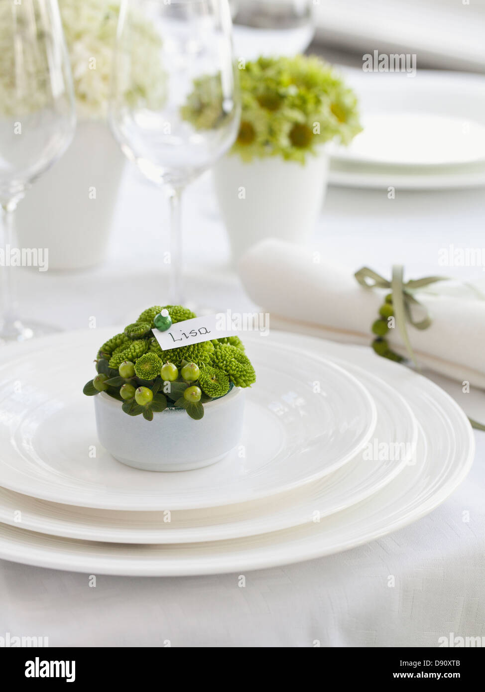 Luogo elegante impostazione con etichetta con il nome Foto Stock