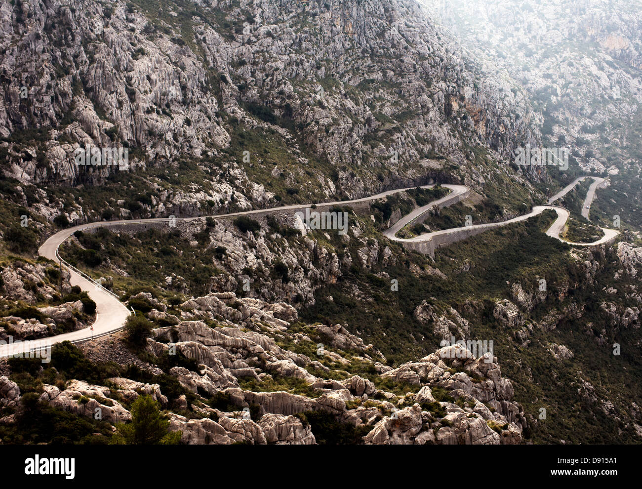Strada a serpentina, Maiorca. Foto Stock