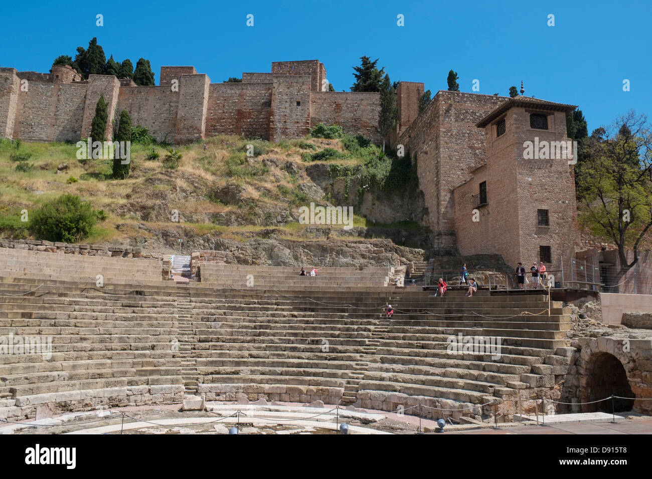 L' anfiteatro romano a Malaga, Spagna. Foto Stock