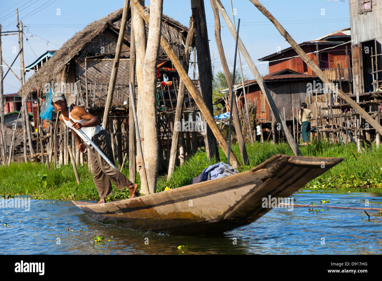 Una gamba vogatore del Lago Inle, Myanmar 2 Foto Stock