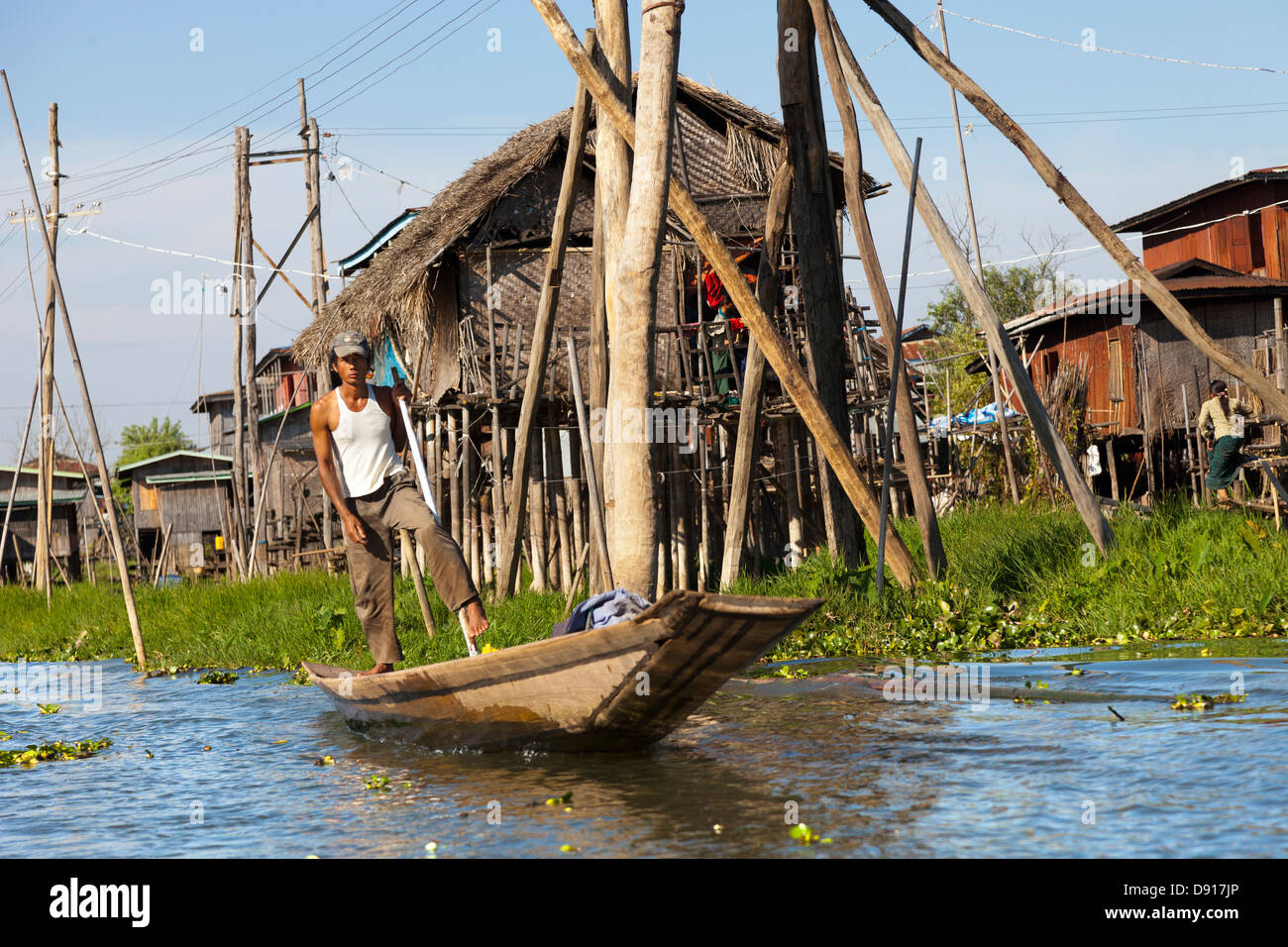 Una gamba vogatore del Lago Inle, Myanmar 3 Foto Stock