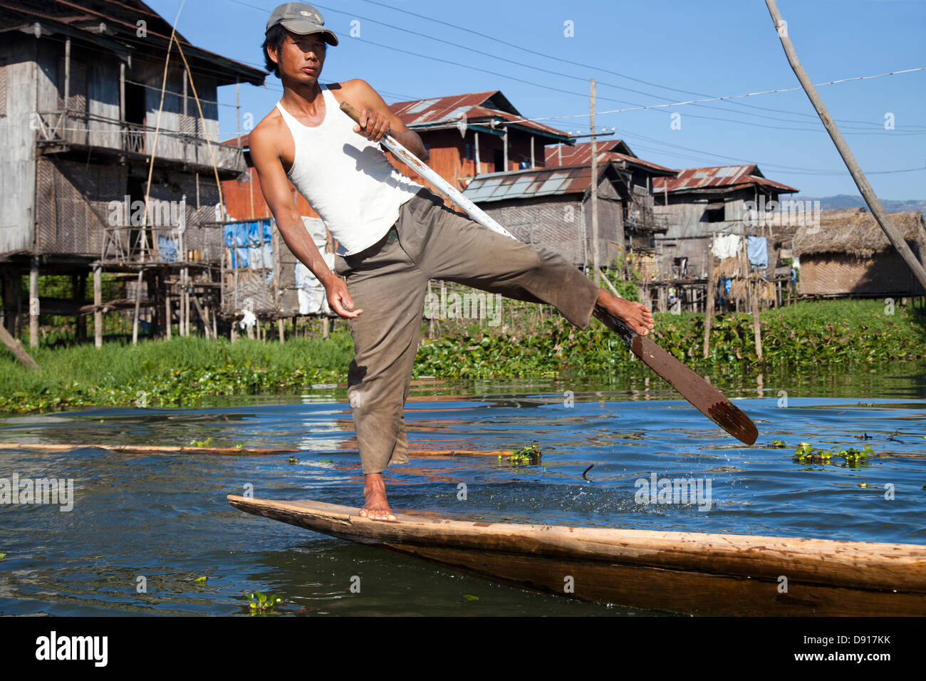 Una gamba vogatore del Lago Inle, Myanmar Foto Stock