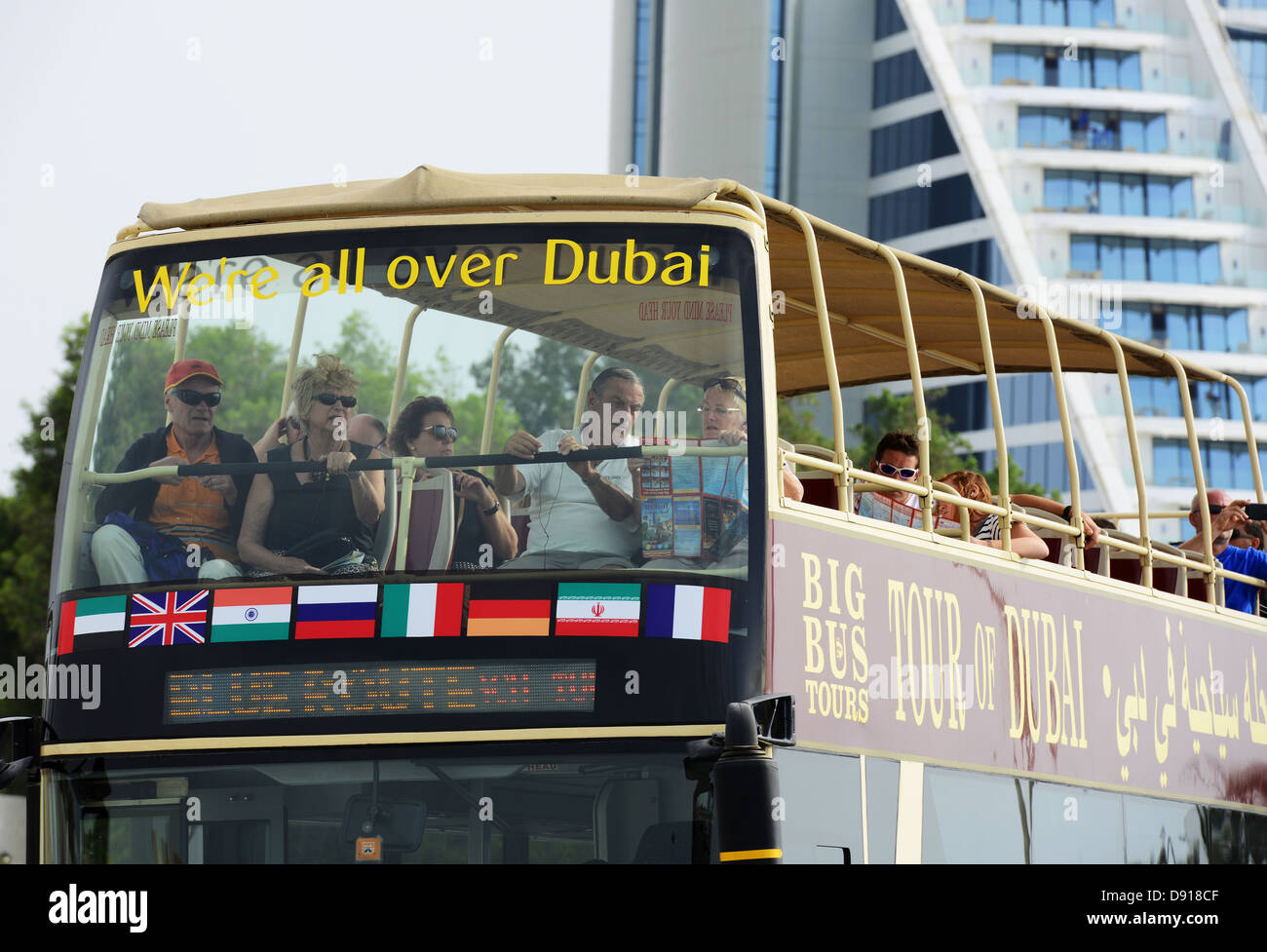 Autobus turistico, Dubai, Emirati Arabi Uniti Foto Stock