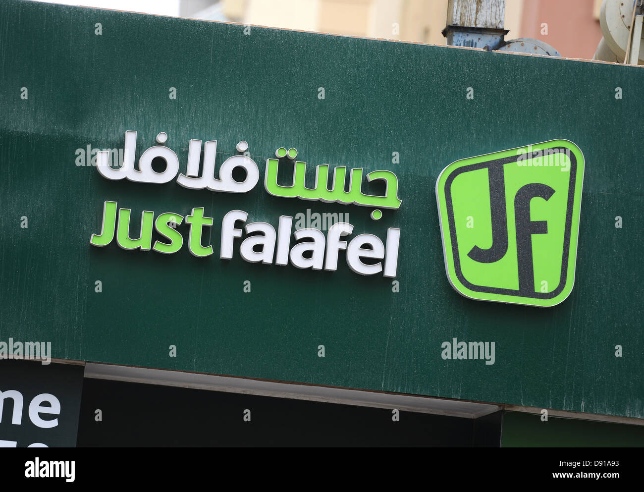 Appena i falafel shop, Dubai, UAE Foto Stock