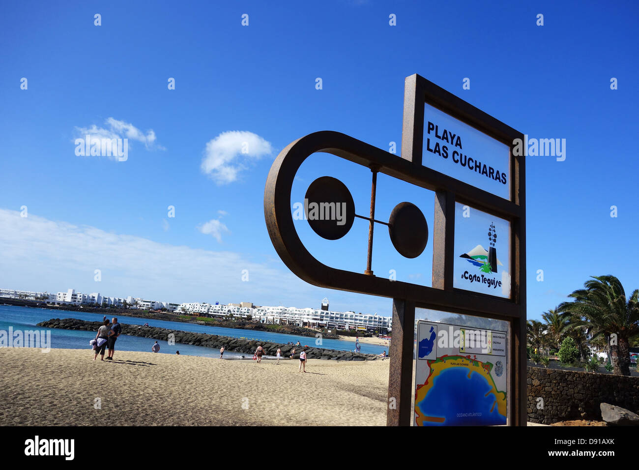 Lanzarote, Playa de Las Cucharas beach, Costa Teguise, Lanzarote, Isole Canarie Foto Stock
