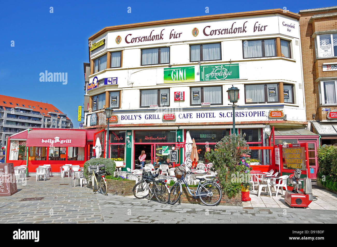 Ristorante esterno, Koning Albert 1 laan Blankenberge, Fiandra occidentale provincia, regione fiamminga, Belgio Foto Stock