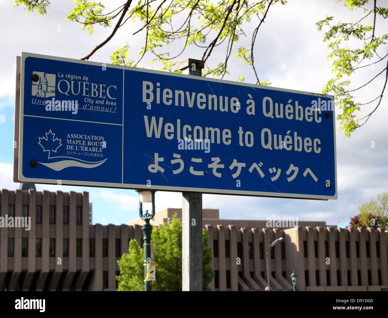 Benvenuto a Québec segno, Québec, Canada Foto Stock