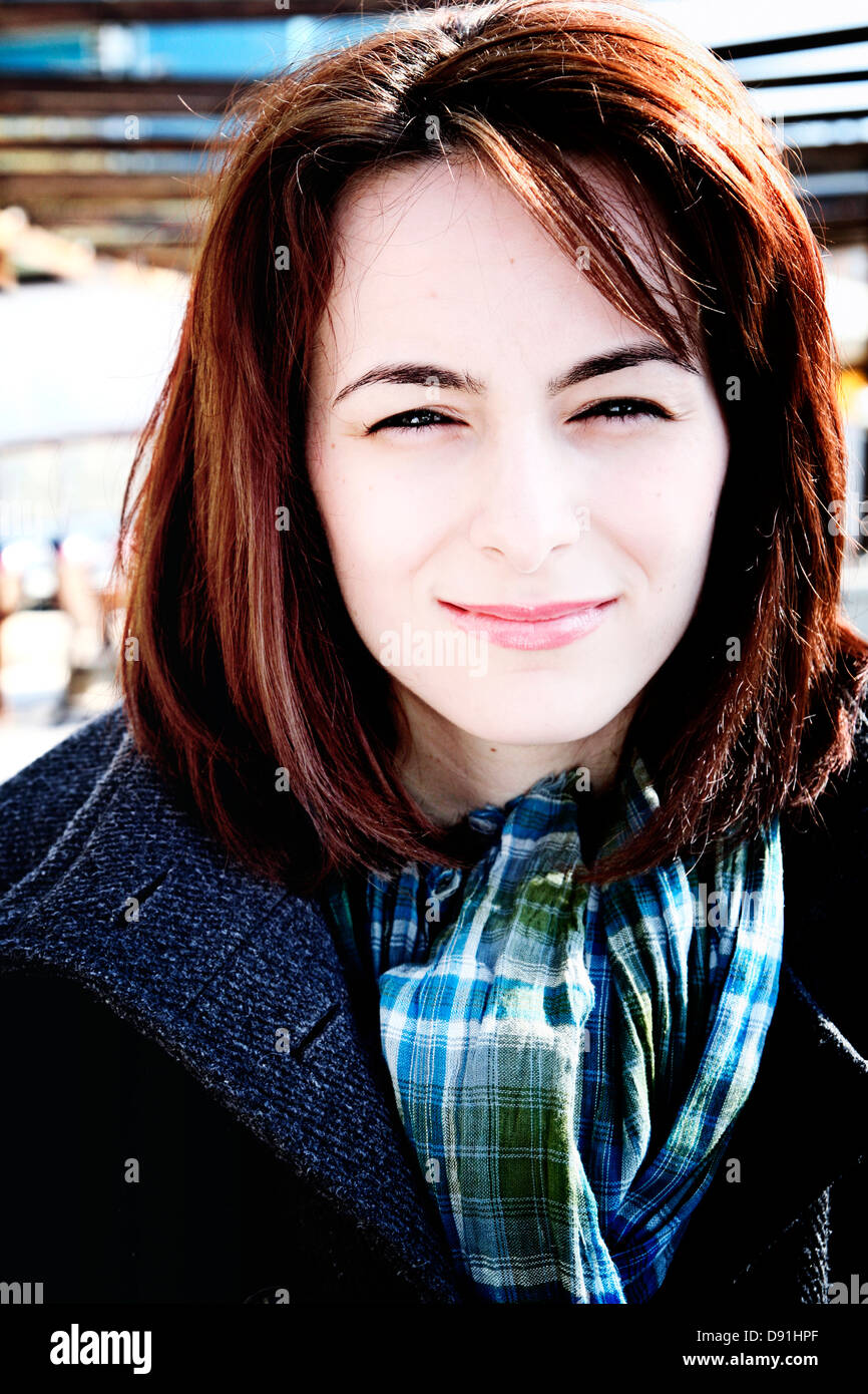 Close-up di felice volto di donna. Foto Stock