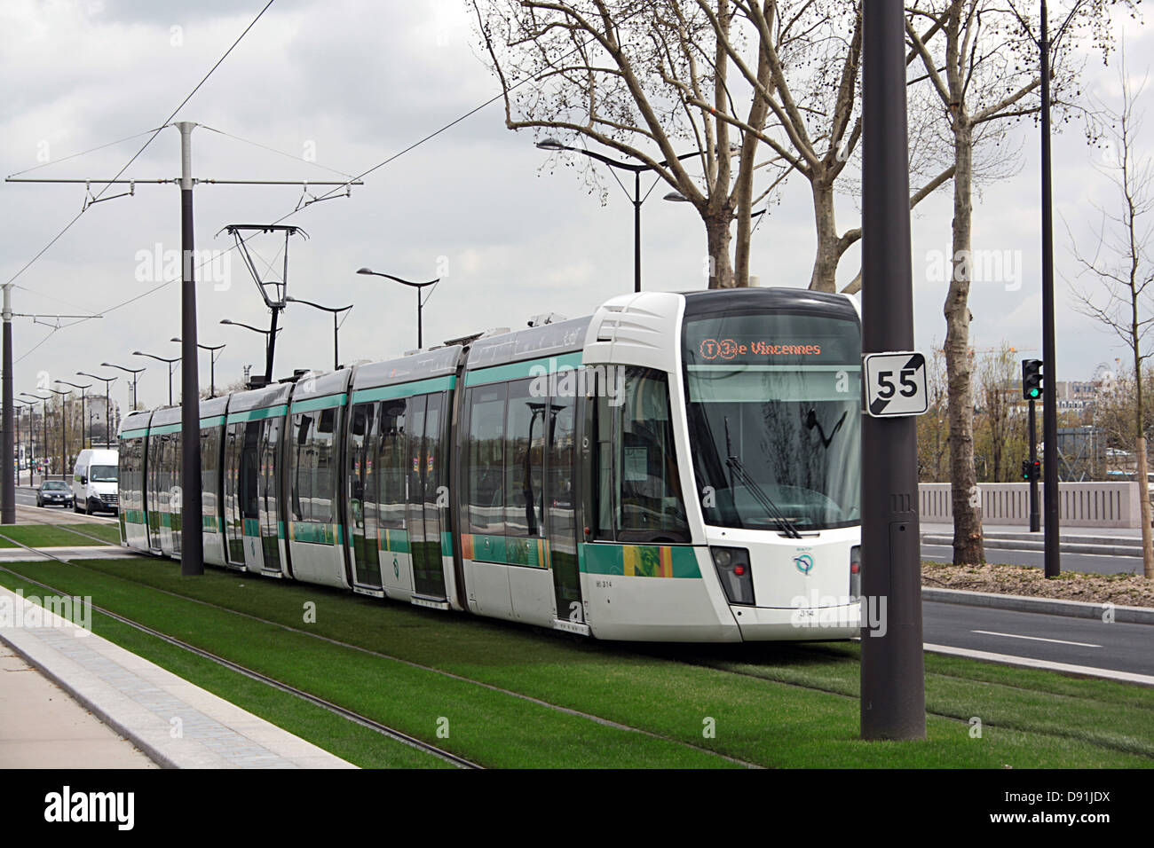 Parigi, tram, linea 3A, Boulevard Masséna. Foto Stock