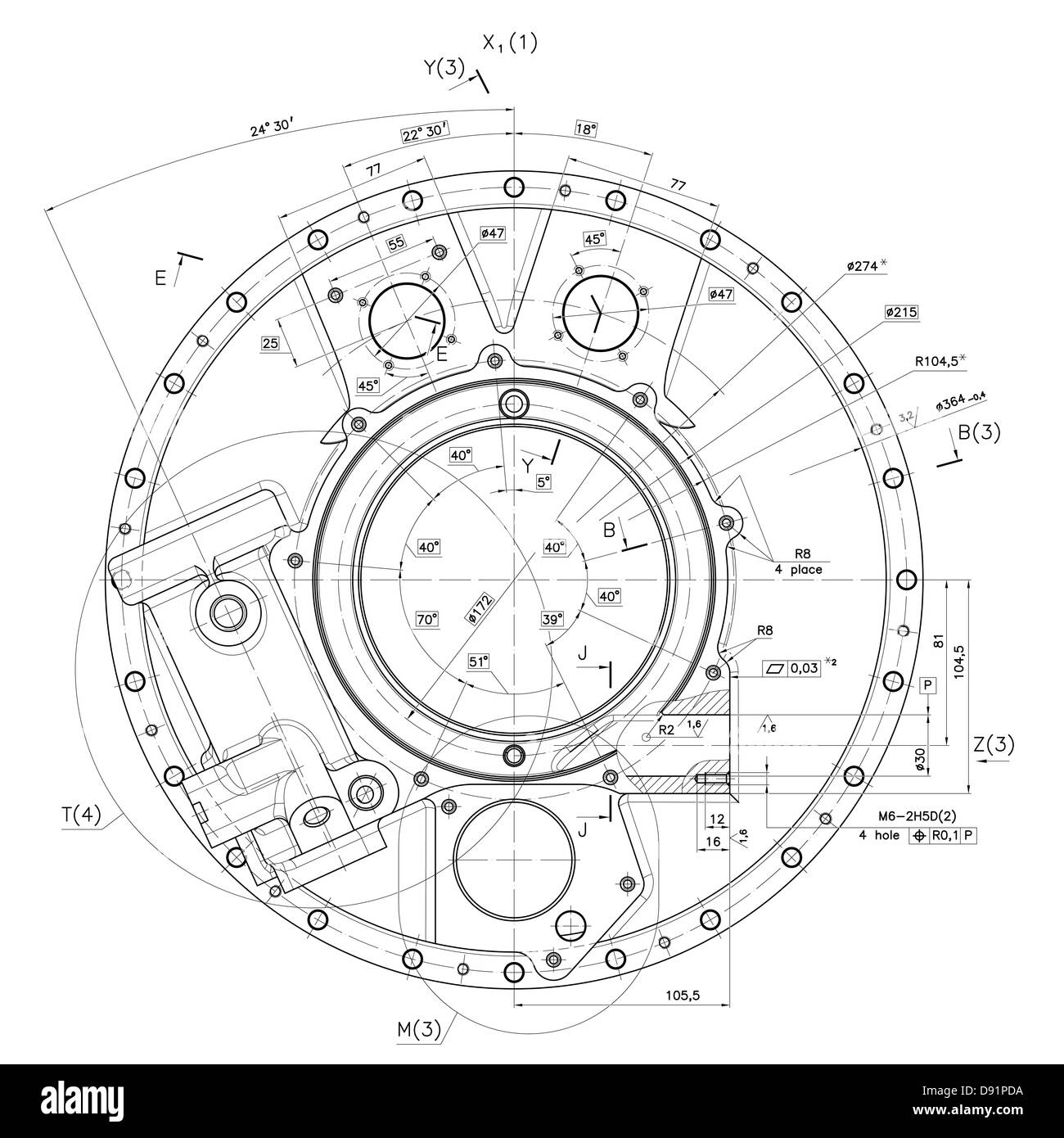 Disegni di progettazione della copertura inesistente motore a combustione interna. Foto Stock