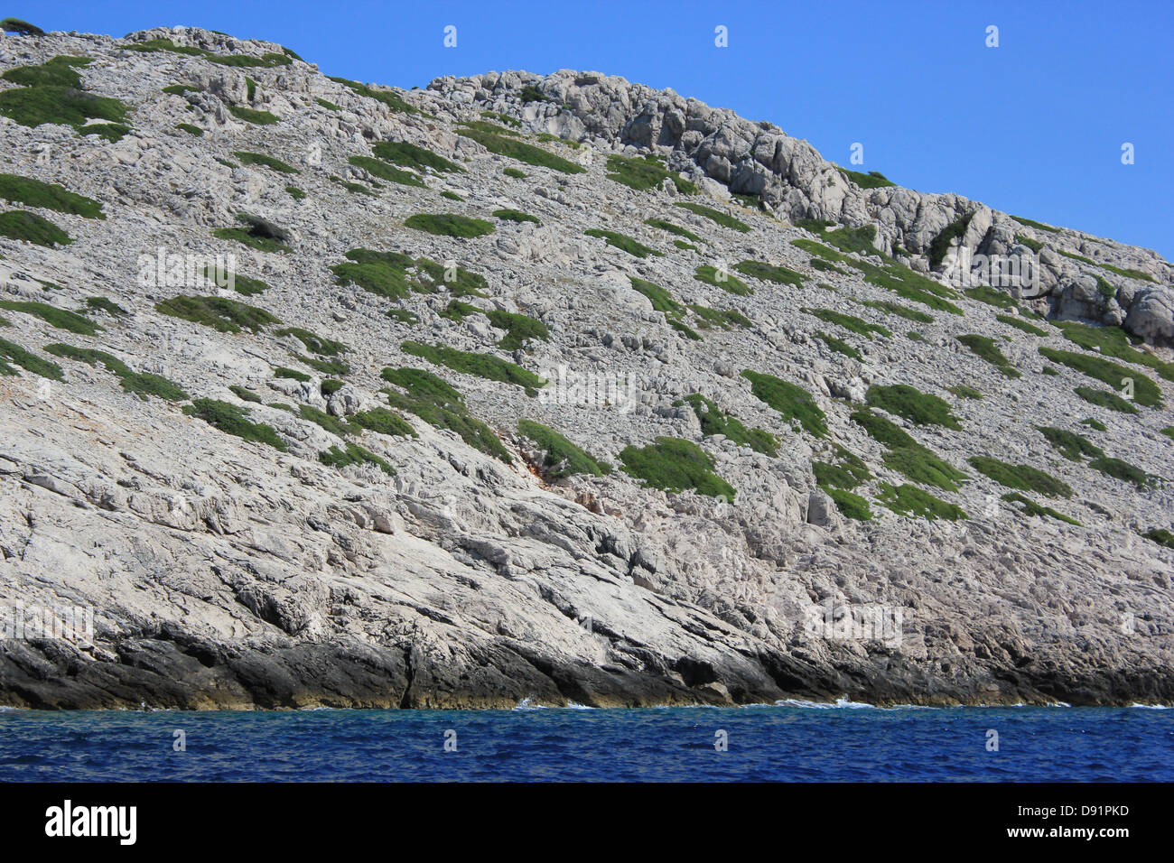 Selvaggio paesaggio mediterraneo - isole di Kornati Parco naturale, il mare Adriatico, Croazia Foto Stock