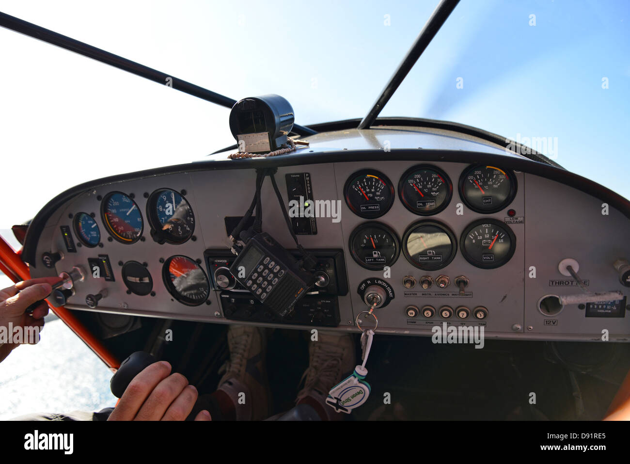 Quadro della strumentazione di aeromobili leggeri, Rodi (Rodi), del Dodecaneso, Egeo Meridionale Regione, Grecia Foto Stock