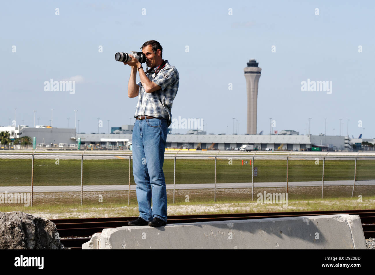 Airplane spotter all'Aeroporto di Miami Foto Stock