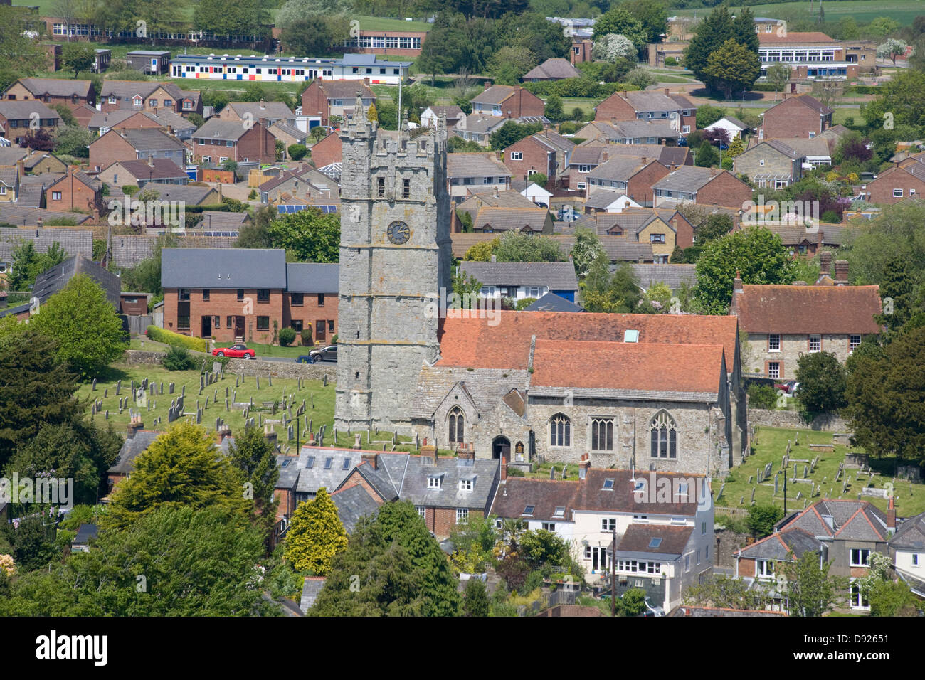 Carisbrooke la chiesa di Santa Maria e il villaggio, isola di Wight Foto Stock