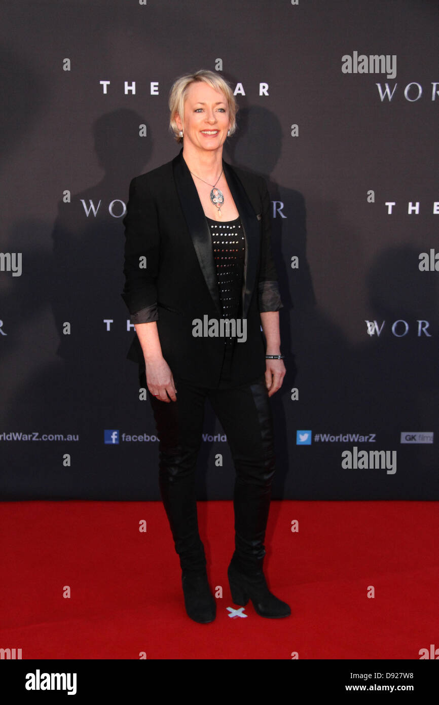 La stella Event Center, Pirrama Road, Pyrmont, Sydney, NSW, Australia. Il 9 giugno 2013. Stelle camminato il tappeto rosso al Casino Star a Sydney per la Australian Premiere della guerra mondiale Z. Nella foto è un Media personalità Amanda Keller. Credito: Credito: Richard Milnes / Alamy Live News. Foto Stock
