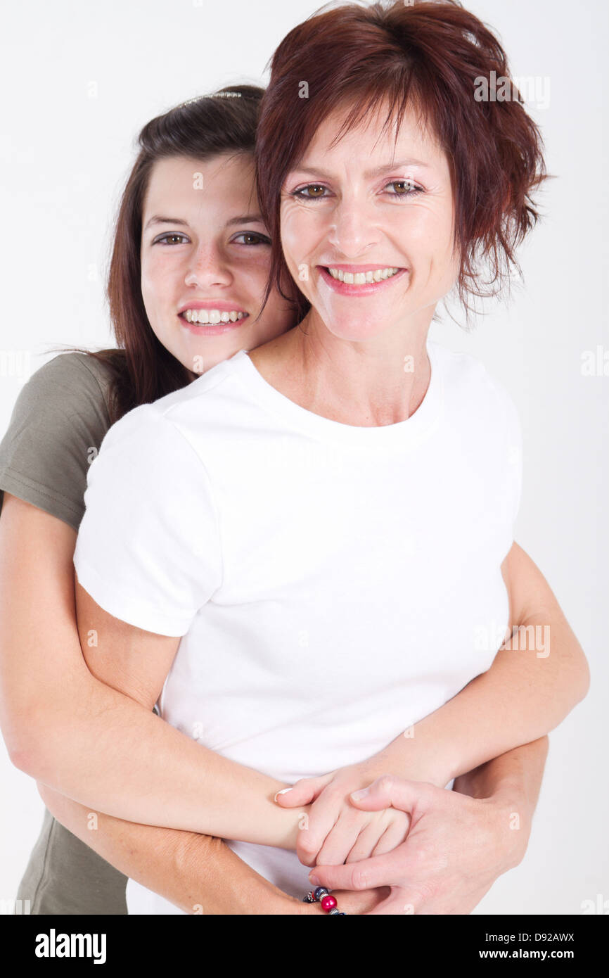 Felice medio di età compresa tra madre e figlia ritratto Foto Stock