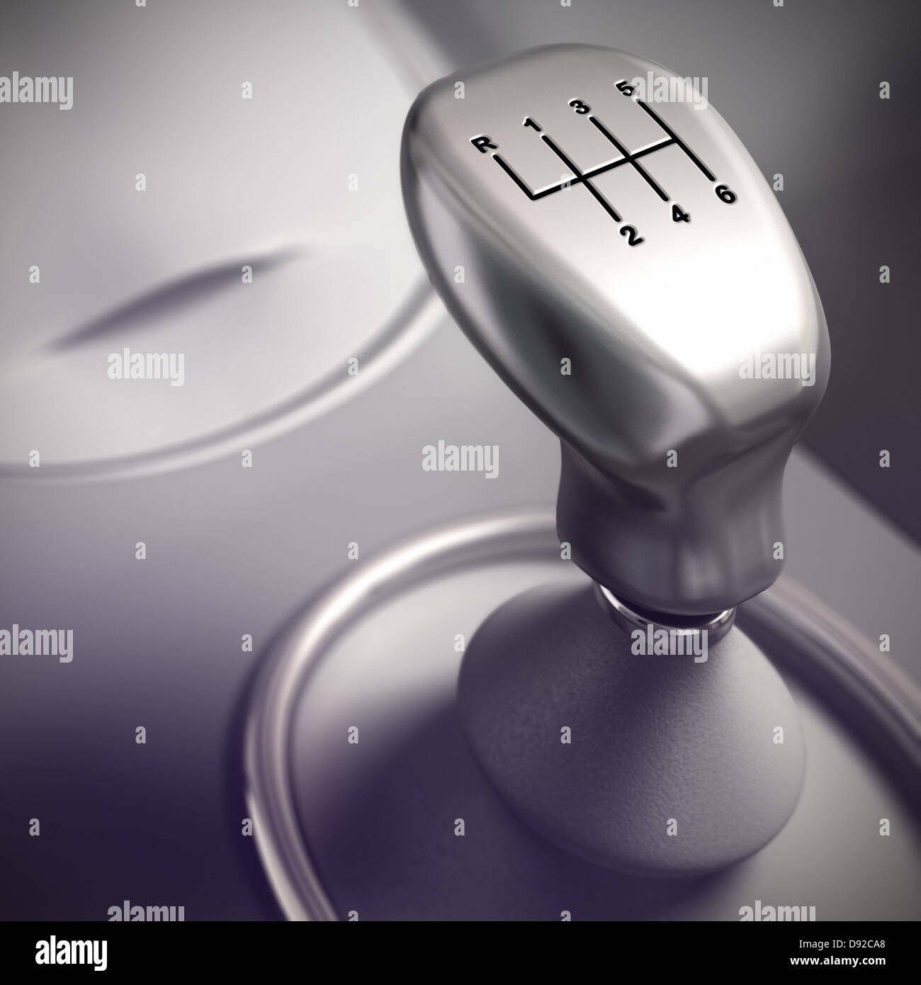 Dettaglio del cambio in un auto, 3D rendering con effetto di sfocatura Foto Stock