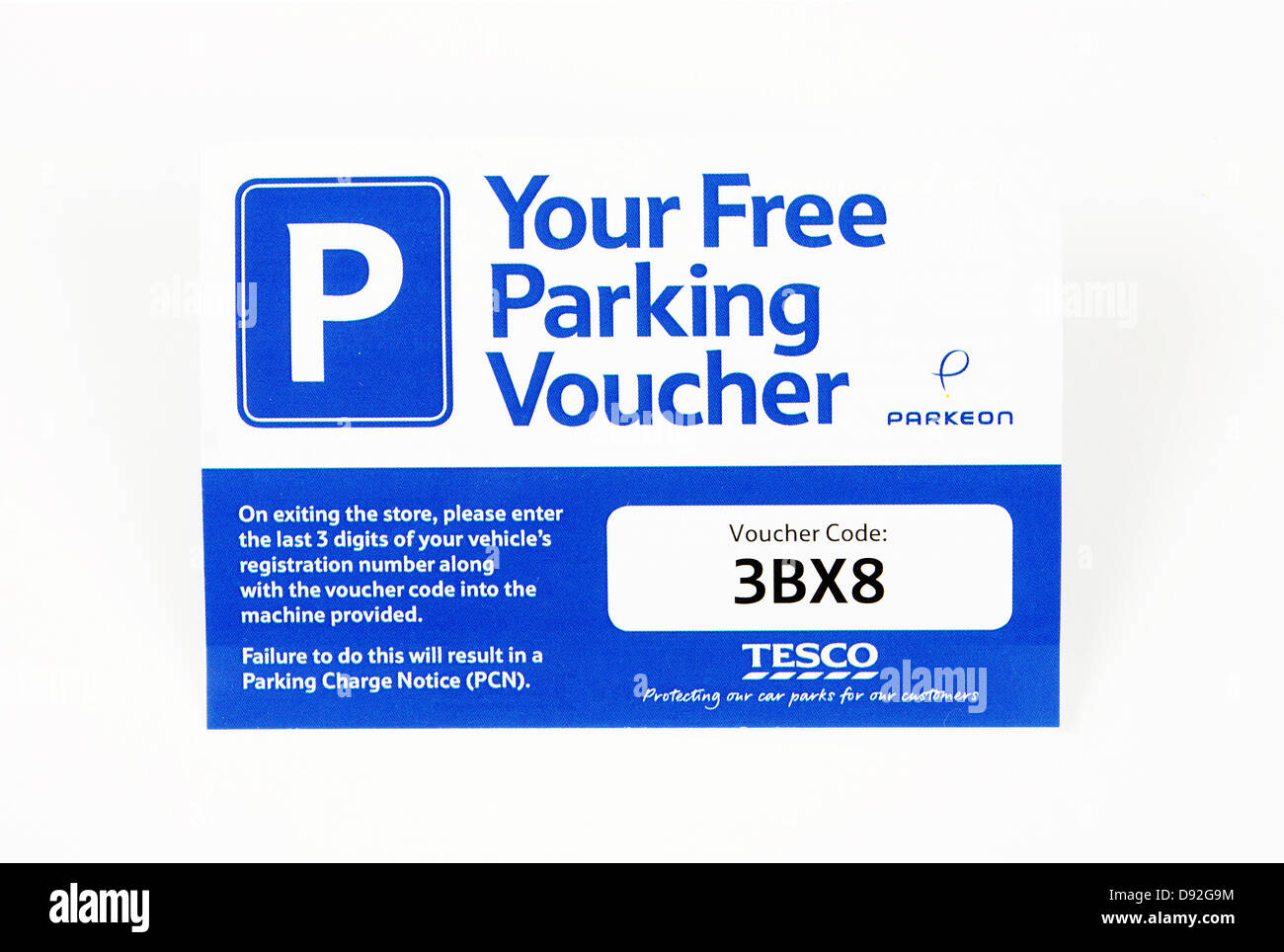 Un Tesco parcheggio gratuito voucher Foto Stock