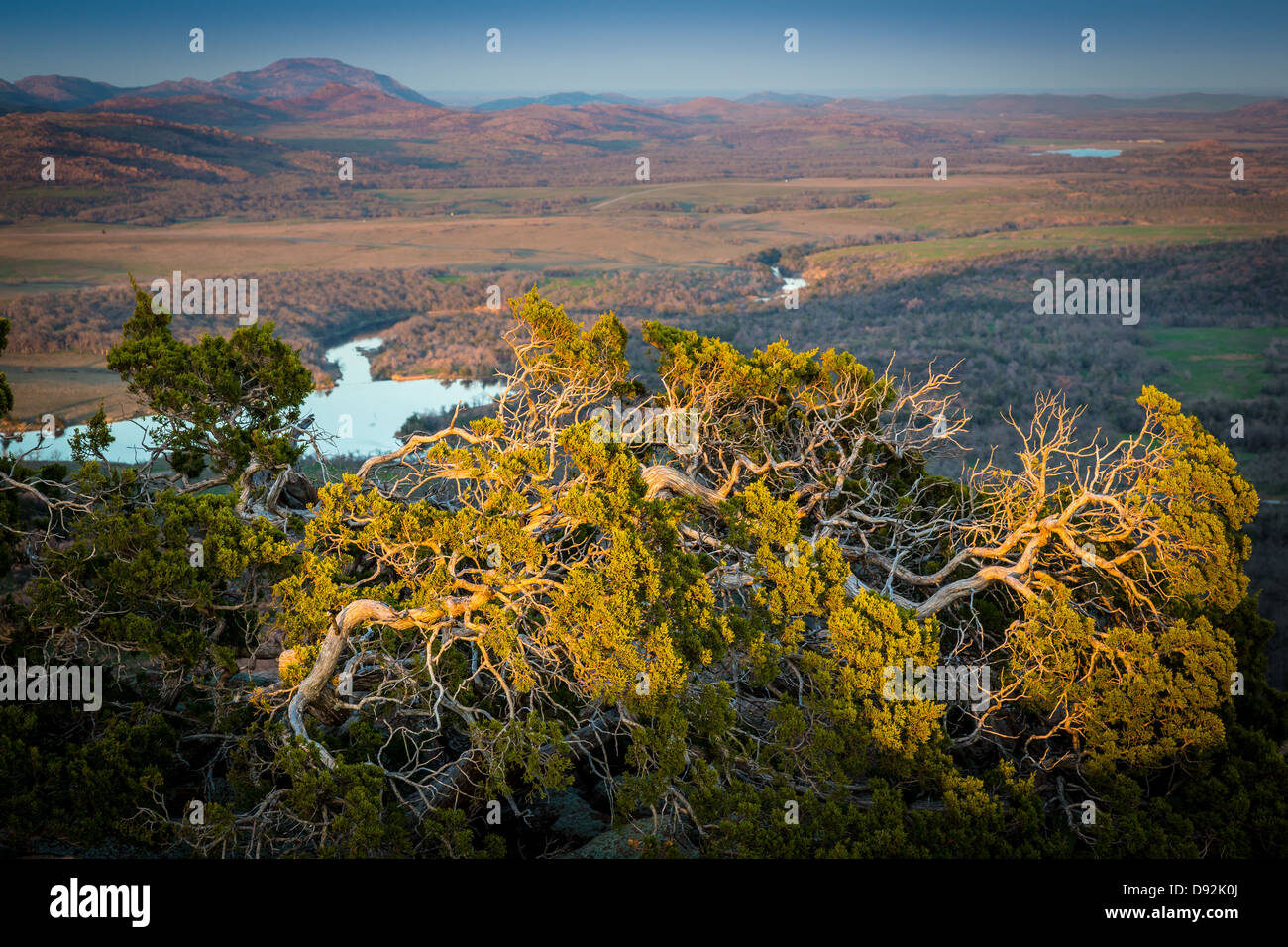 Vista dalla montagna di alce in montagne di Wichita Wildlife Refuge, Oklahoma Foto Stock