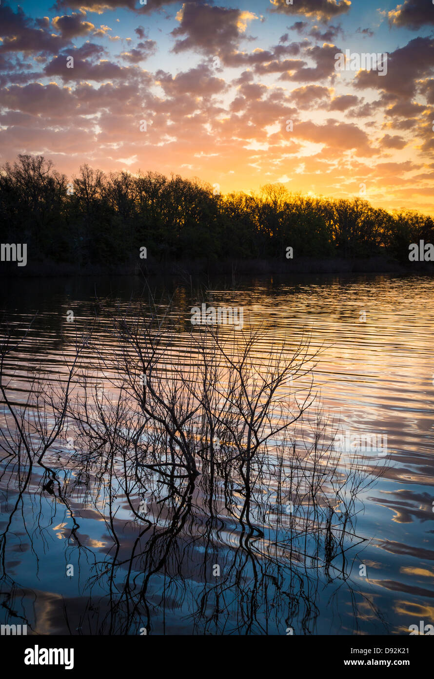 Quanah Parker Lago nelle montagne di Wichita Wildlife Refuge, Oklahoma Foto Stock