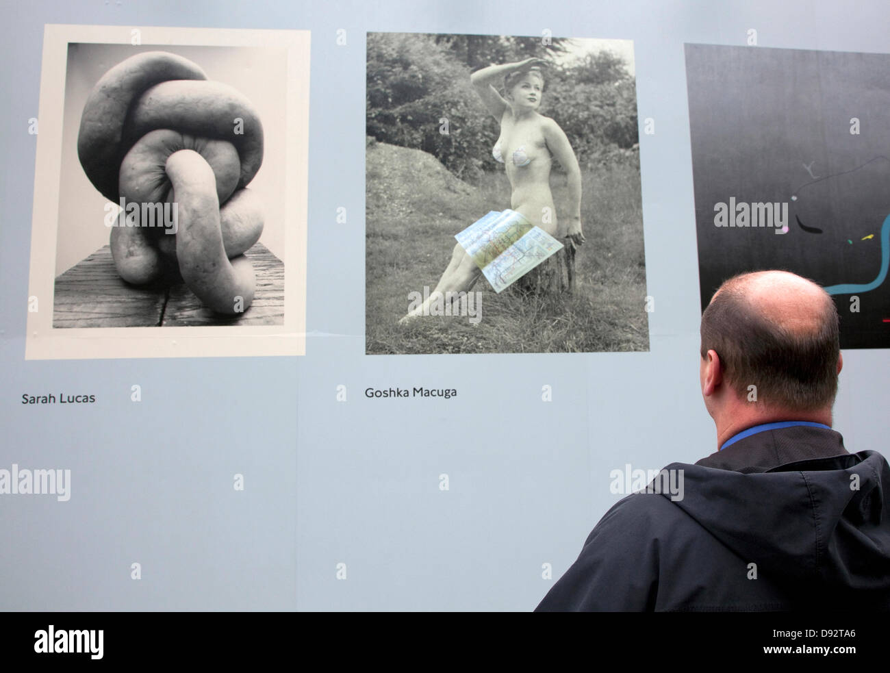 Londra, Regno Unito. Il 9 giugno 2013. Per contrassegnare il centocinquantesimo anniversario della metropolitana di Londra lavorare da 15 principali artisti contemporanei è andato in mostra. Artisti provenienti da Regno Unito, Stati Uniti d'America, Bulgaria, Polonia, Germania e Corea del Sud sono stati invitati ciascuno per creare una nuova immagine che è disponibile come un poster o una stampa in edizione limitata da trasporto per Londra. Noti artisti includono Sarah Lucas, Gillian indossa e Wolfgang Tillmans. L'arte è anche ora in mostra a Gloucester Road, St James Park e stazioni di Southwark. Credito: Jeffrey Blackler/Alamy Live News Foto Stock