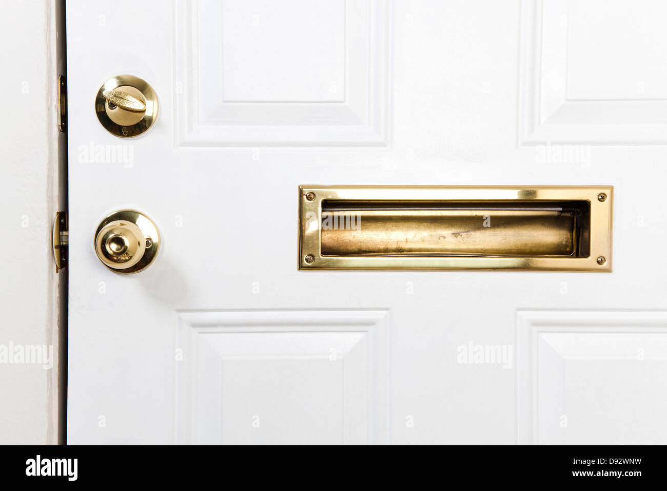 Una porta anteriore con slot per e-mail, masaneta e di bloccaggio a catenaccio Foto Stock