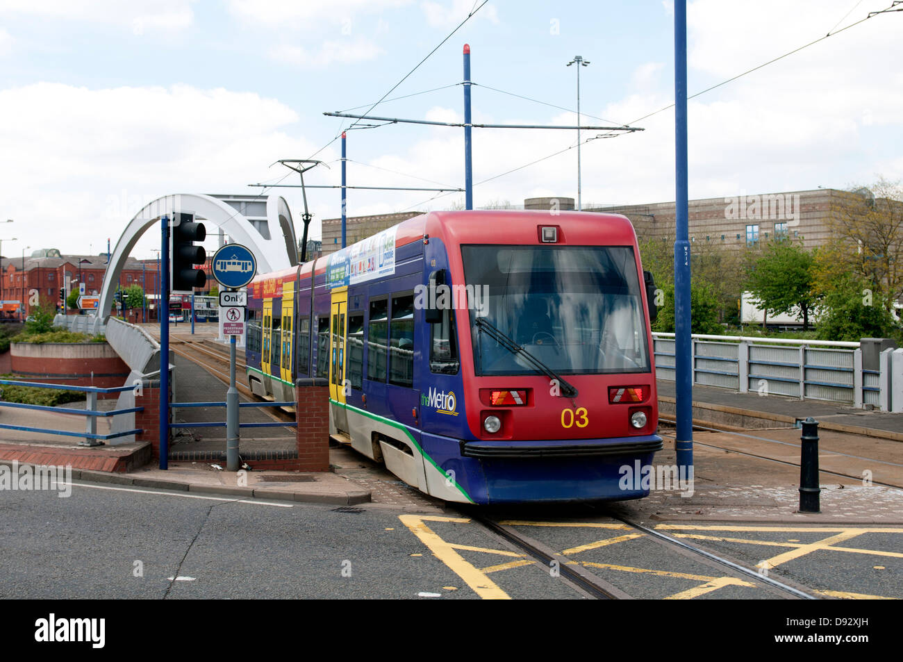 Midland metro tram, Wolverhampton, West Midlands, England, Regno Unito Foto Stock