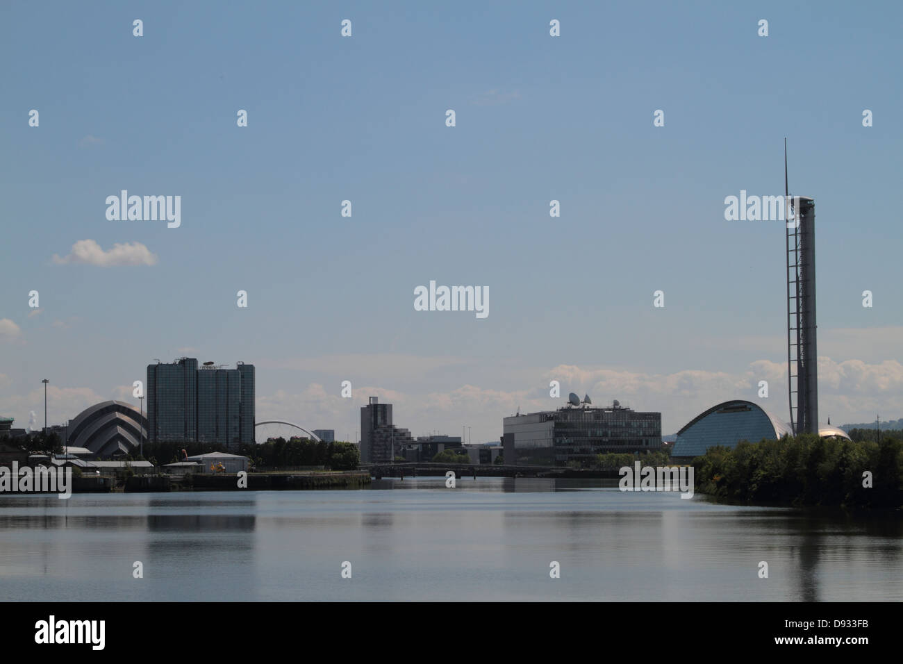 Lo Skyline di Glasgow, con vedute del Riverside Museum, Glenlee, Glasgow, Scotland, Regno Unito Foto Stock