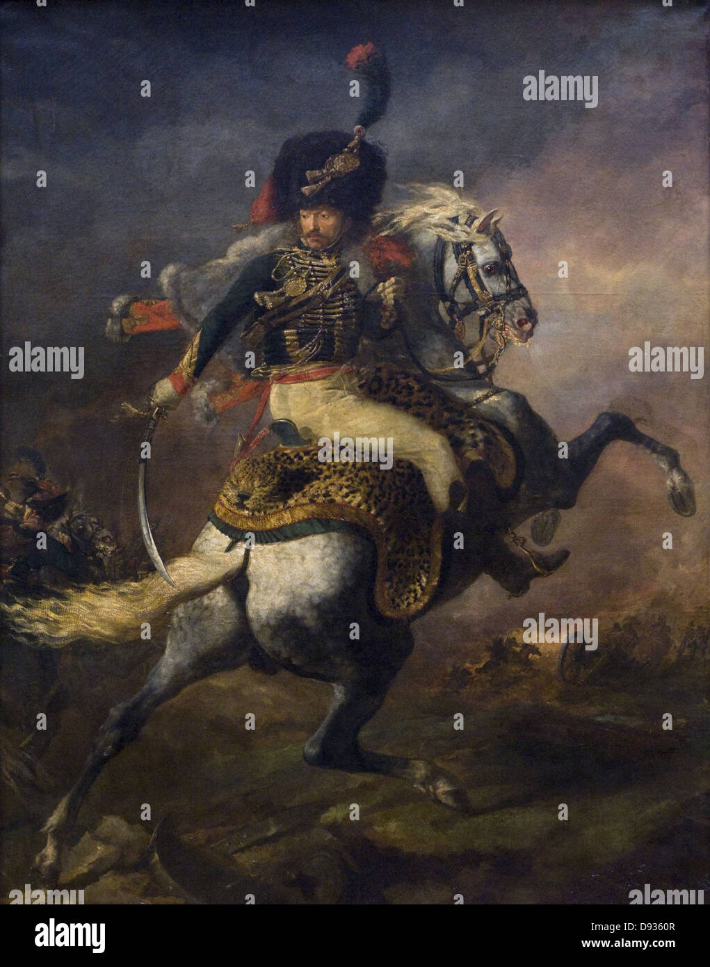 Théodore Géricault Officier de chasseur à Cheval de la Garde impériale chargeant - ufficiale della guardia imperiale in carica con h Foto Stock