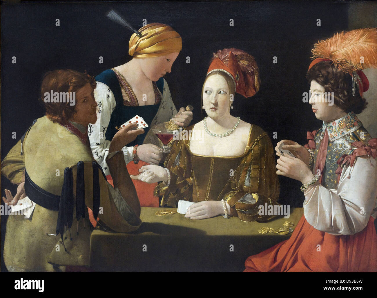 Georges de la Tour Le tricheur - Il baro scuola francese al museo del Louvre - Paris Foto Stock